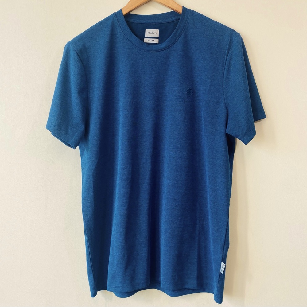 Men's Beymen Business Blue Short Sleeve Slim Fit Crew Neck Tee